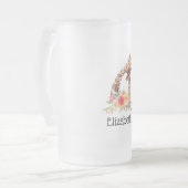 かわいいキリンの水の色ママ&ベビー フロストグラスビールジョッキ (正面左)