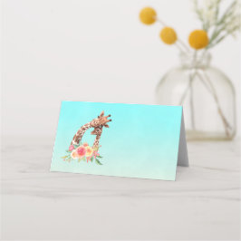 かわいいキリンの水の色ママ&ベビー プレイスカード