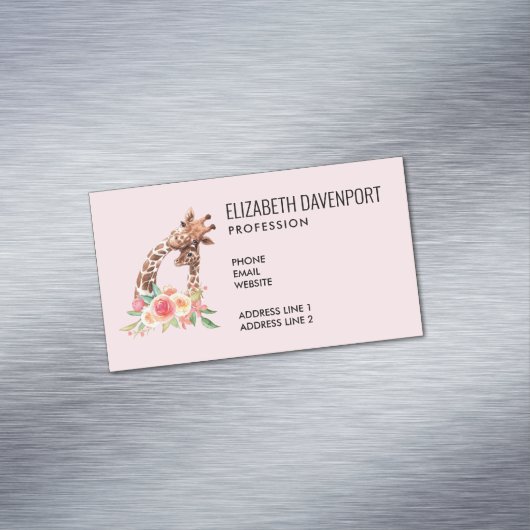 かわいいキリンの水の色ママ&ベビー マグネット名刺 (インサイチュ)