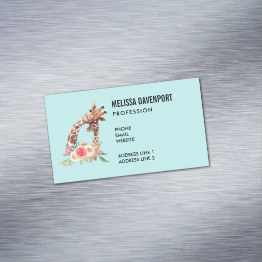 かわいいキリンの水の色ママ&ベビー マグネット名刺 (インサイチュ)