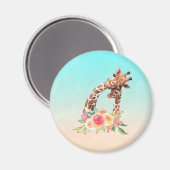 かわいいキリンの水の色ママ&ベビー マグネット (正面/裏面)