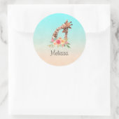 かわいいキリンの水の色ママ&ベビー ラウンドシール (バッグ)