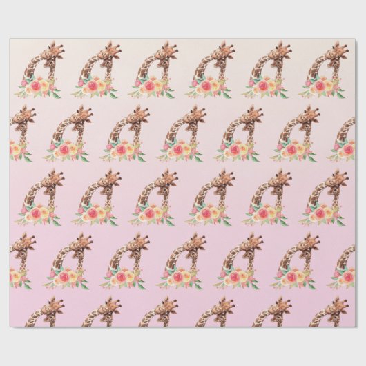 かわいいキリンの水の色ママ&ベビー ラッピングペーパー (フラット)