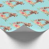 かわいいキリンの水の色ママ&ベビー ラッピングペーパー (角)