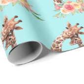 かわいいキリンの水の色ママ&ベビー ラッピングペーパー (ロールコーナー)