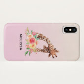 かわいいキリンの水の色ママ&ベビー Case-Mate iPhoneケース (裏面(横))