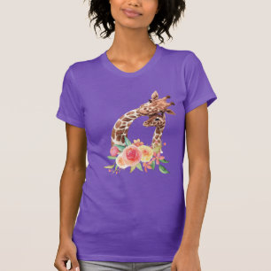 かわいいキリンの水の色ママ&ベビー Tシャツ