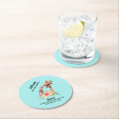 かわいいキリンの水の色ママ&新生児 ラウンドペーパーコースター (インサイチュ)