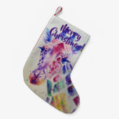 かわいいキリンの水の色メリークリスマスストッキング スモールクリスマスストッキング (正面 (吊り時))