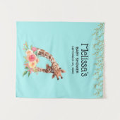 かわいいキリンの水彩母と赤ちゃんシャワー タペストリー (正面(横))