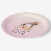 かわいいキリンの水彩母と赤ちゃんシャワー ペーパープレート (アングル)