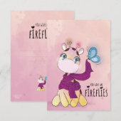 かわいいキリンの水彩画 招待状 (正面/裏面)