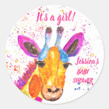 かわいいキリンの水色サファリジャングル赤ちゃんシャワー