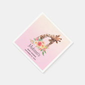 かわいいキリンの水色ママ&ベビーベビーシャワー スタンダードカクテルナプキン (角)