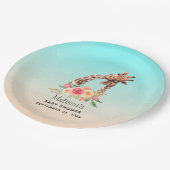 かわいいキリンの水色ママ&ベビーベビーシャワー ペーパープレート (アングル)