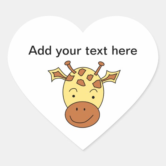 かわいいキリンの漫画。 ハートシール (正面)