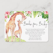 かわいいキリンの熱帯ピンクの緑の本ベビー エンクロージャーカード (正面)