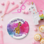 かわいいキリンの誕生会のプレート ペーパープレート (パーティー)