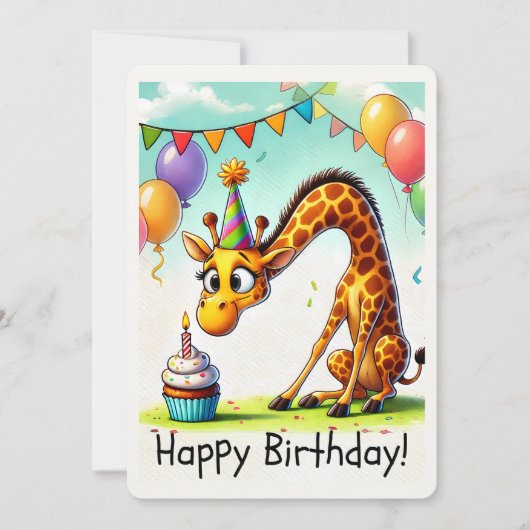 かわいいキリンの誕生日カード シーズンカード (正面)