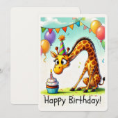 かわいいキリンの誕生日カード シーズンカード (正面/裏面)