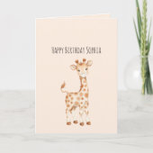 かわいいキリンの誕生日 カード (正面)