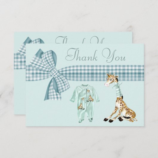 かわいいキリンの警官のベビーシャワーは感謝していしています サンキューカード (正面/裏面)