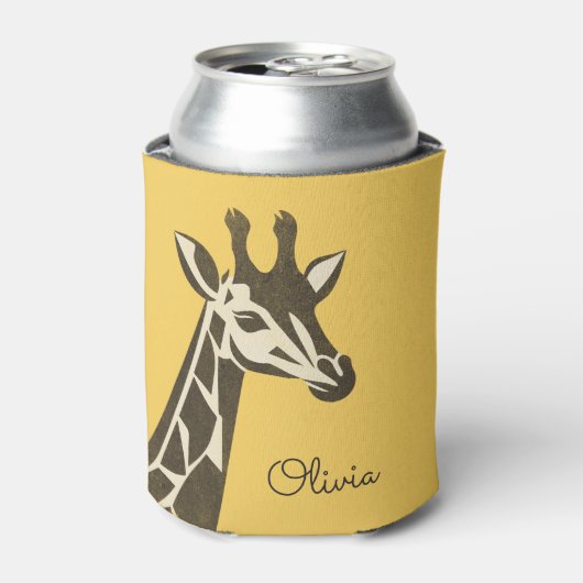 かわいいキリンの頭飾り 缶クーラー (缶正面)