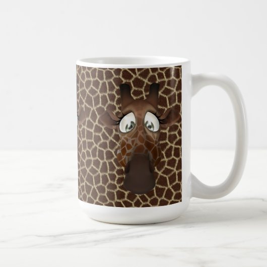 かわいいキリンは動物の毛皮パターンマグに直面します コーヒーマグカップ (右)