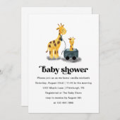 かわいいキリンイラストレーションタイポグラフィベビーシャワー 招待状 (正面/裏面)