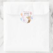 かわいいキリンカラフルバルーンガール誕生日 ラウンドシール (バッグ)