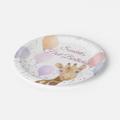 かわいいキリンカラフルバルーンガール1誕生日 ペーパープレート (アングル)