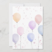 かわいいキリンカラフルバルーンガール1誕生日 招待状 (裏面)