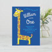 かわいいキリンキッズ1歳の誕生日パーティの招待状 招待状 (スタンド正面)