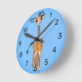 かわいいキリンスケッチ、サファリ動物 ラウンド壁時計 (傾斜)