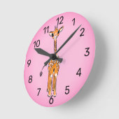 かわいいキリンスケッチ、サファリ動物 ラウンド壁時計 (傾斜)