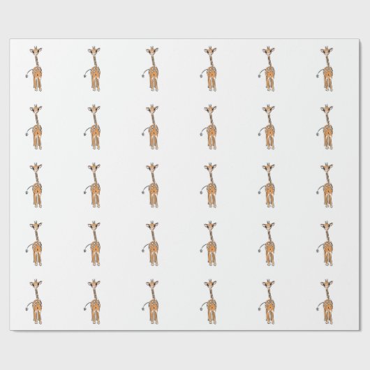 かわいいキリンスケッチ、サファリ動物 ラッピングペーパー (フラット)