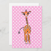 かわいいキリンスケッチ,サファリ動物,水玉模様 招待状 (正面/裏面)