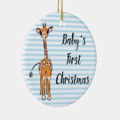 かわいいキリンスケッチ、サファリ動物、青いストライプ動物 セラミックオーナメント (右)