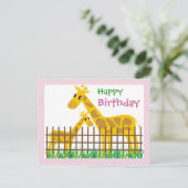 かわいいキリンハッピーバースデーはがき2枚 ポストカード (スタンド正面)