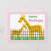 かわいいキリンハッピーバースデーはがき2枚 ポストカード (正面/裏面)