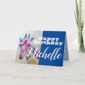 かわいいキリンハッピーバースデー女子子供名札 カード (正面)