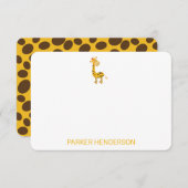 かわいいキリンパーソナライズされた文房具セット サンキューカード (正面/裏面)