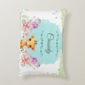 かわいいキリンフローラパーソナライズされたテーマ アクセントクッション (裏面(縦))