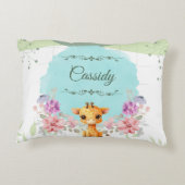 かわいいキリンフローラパーソナライズされたテーマ アクセントクッション (裏面)