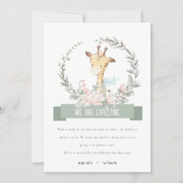 かわいいキリンフローラベビー妊娠発表 招待状