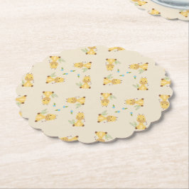 かわいいキリンフローラライトブラウン ペーパーコースター