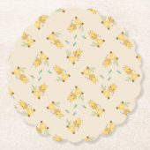 かわいいキリンフローラライトブラウン ペーパーコースター (正面)