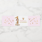 かわいいキリンプリンセス1歳の誕生日 ペットボトルラベル (シングルラベル)