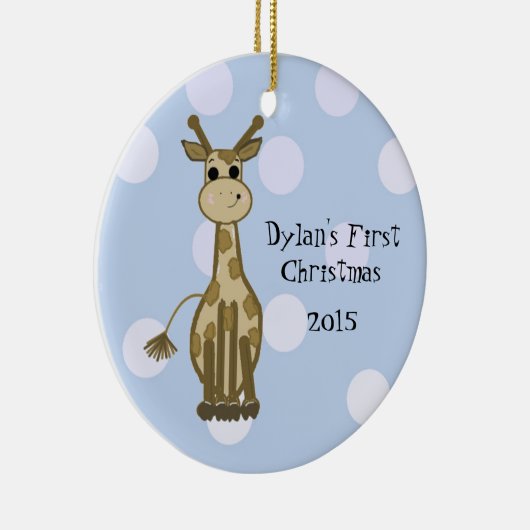 かわいいキリンベビーの初めてのクリスマス セラミックオーナメント (右)