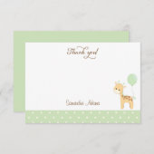 かわいいキリンベビーシャワーサンキューカード サンキューカード (正面/裏面)